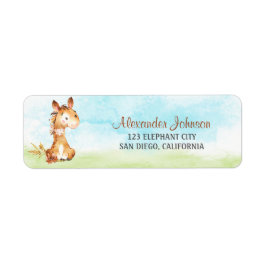 水の色の男の子の馬ベビーシャワーファーム ラベル