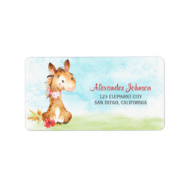 水の色の男の子の馬ベビーシャワーファーム ラベル