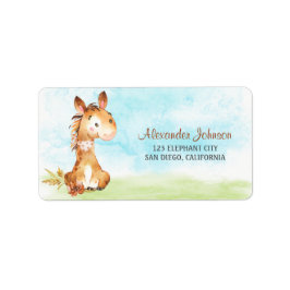 水の色の男の子の馬ベビーシャワーファーム ラベル