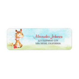 水の色の男の子の馬ベビーシャワーファーム ラベル