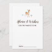 水の色の男の子の鹿の白いシャワーアドバイスカード アドバイスカード (正面/裏面)