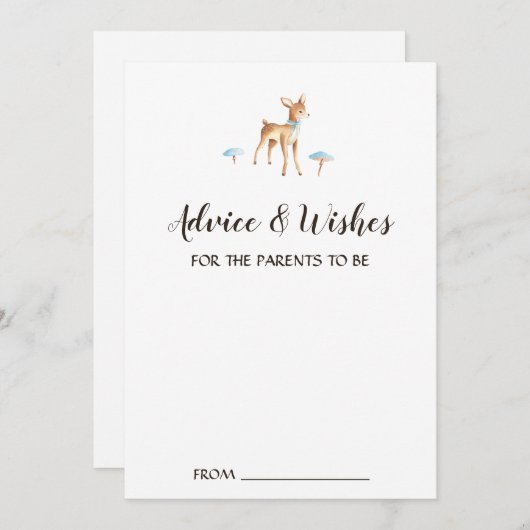 水の色の男の子の鹿の白いシャワーアドバイスカード アドバイスカード (正面/裏面)