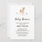 水の色の男の子の鹿の白い赤ちゃんシャワー 招待状 (正面)