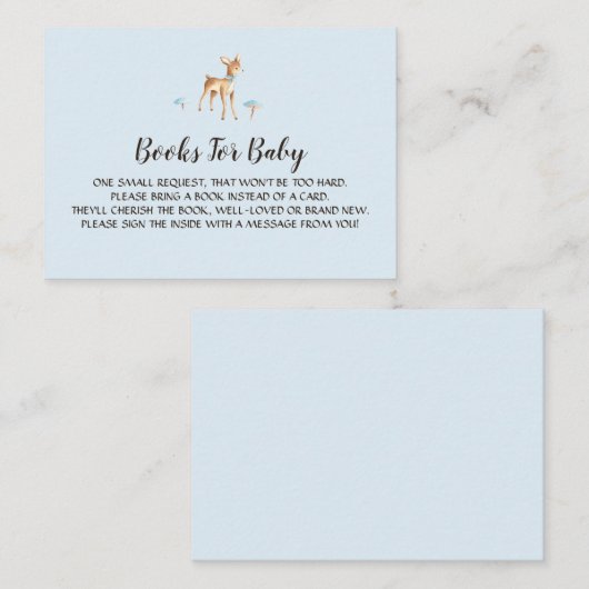 水の色の男の子の鹿キノコのブックリクエスト エンクロージャーカード (正面/裏面)