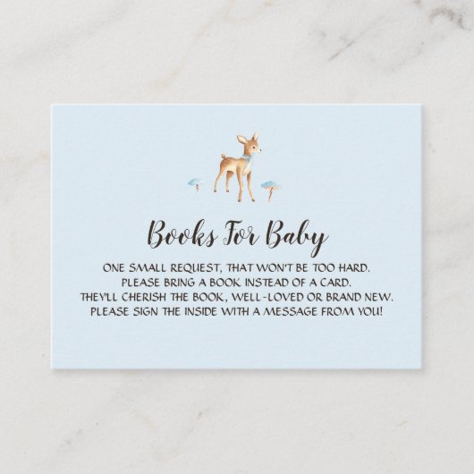 水の色の男の子の鹿キノコのブックリクエスト エンクロージャーカード (正面)