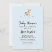 水の色の男の子の鹿キノコの赤ちゃんシャワー 招待状 (正面)