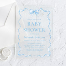 水の色の男の子リボンほこりっぽいブルーボウ赤ちゃんシャワー