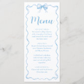 水の色の男の子リボンほこりっぽいブルーボウ赤ちゃんシャワー メニュー (正面)