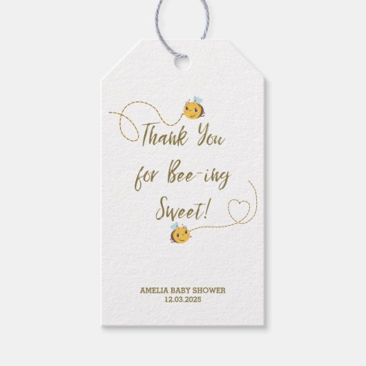 水の色の男女兼用ママへビー赤ちゃんシャワー ギフトタグ (正面)