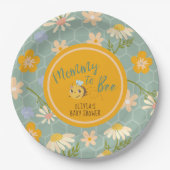 水の色の男女兼用ママへビー赤ちゃんシャワー ペーパープレート (正面)