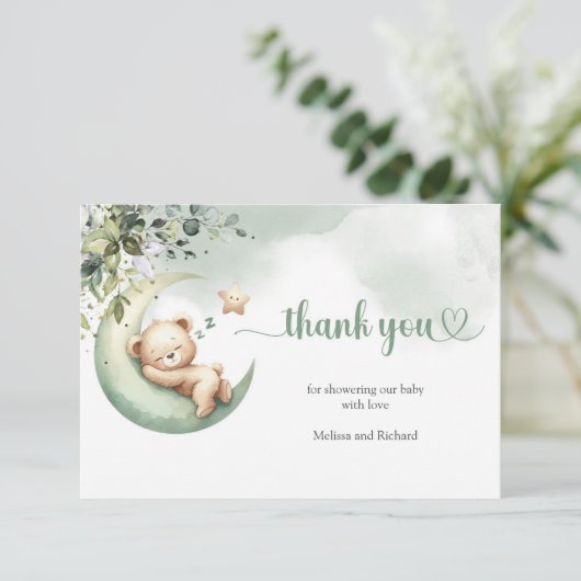 水の色の男女兼用緑のクマありがとう エンクロージャーカード (スタンド正面)