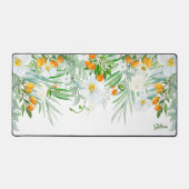 水の色の白い蘭とクンクアッツサマー デスクマット (正面)