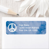 水の色の白の平和の記号 ラベル (インサイチュ)
