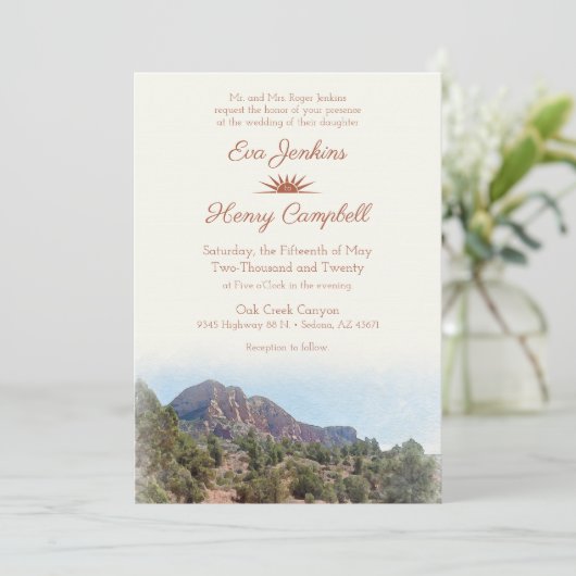 水の色の目的地：ロマンチックな砂漠の招待状 招待状 (スタンド正面)