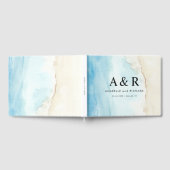 水の色の砂のビーチ熱帯の目的地の結婚式 ゲストブック (全面)