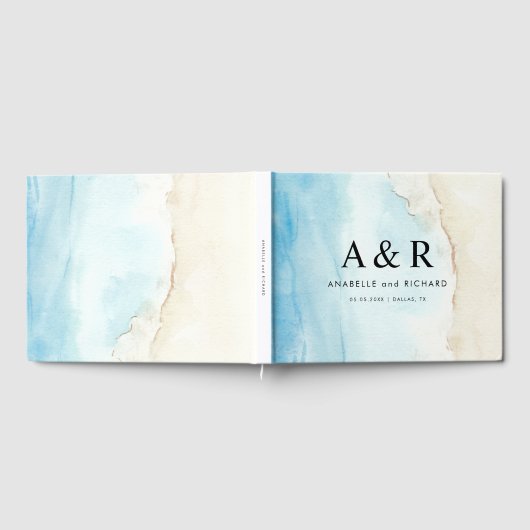 水の色の砂のビーチ熱帯の目的地の結婚式 ゲストブック (全面)