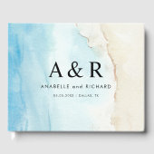 水の色の砂のビーチ熱帯の目的地の結婚式 ゲストブック (正面)