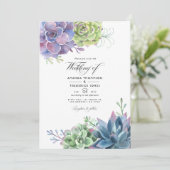 水の色の砂漠のサボテンの結婚写真 招待状 (スタンド正面)