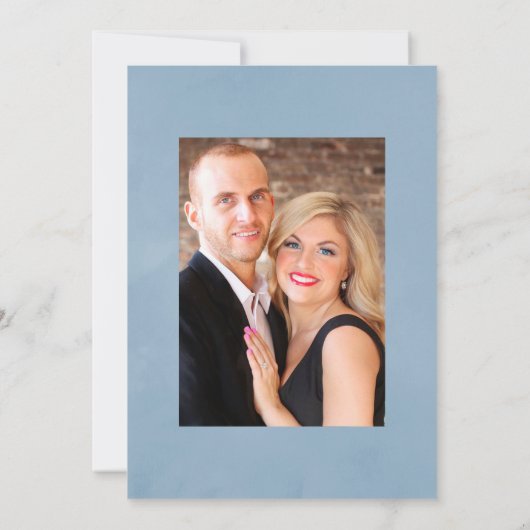 水の色の砂漠のサボテンの結婚写真 招待状 (裏面)