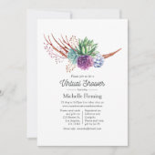 水の色の砂漠の多肉仮想ベビーシャワー 招待状 (正面)