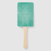 水の色の砂漠の多肉植物結婚式 プログラム ハンドファン (裏面)