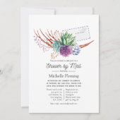 水の色の砂漠の多肉類ブライダルシャワーバイメール 招待状 (正面)