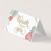 水の色の砂漠の赤い多肉植物ありがとう 名刺 (正面)