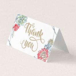 水の色の砂漠の赤い多肉植物ありがとう 名刺