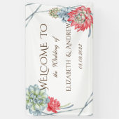 水の色の砂漠の赤い多肉類結婚の 横断幕 (縦)