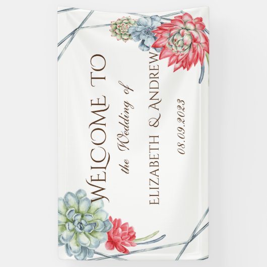 水の色の砂漠の赤い多肉類結婚の 横断幕 (縦)