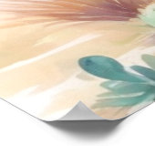 水の色の砂漠イラストレーション風景 ポスター (角)