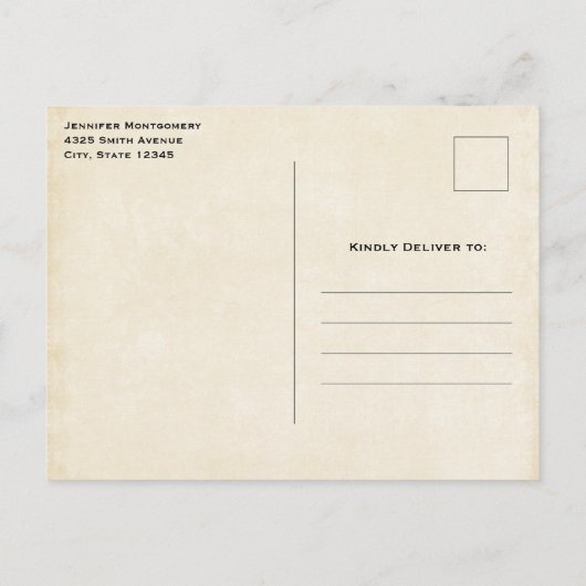 水の色の砂漠サボテンと山結婚の インビテーションポストカード (裏面)