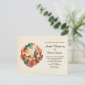 水の色の砂漠サボテンと山結婚の インビテーションポストカード (スタンド正面)