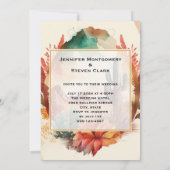 水の色の砂漠サボテンと山結婚の 招待状 (裏面)