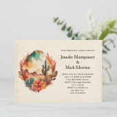 水の色の砂漠サボテンと山結婚の 招待状 (スタンド正面)