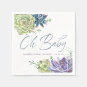 水の色の砂漠サボテン多肉乳児シャワー スタンダードカクテルナプキン (正面)