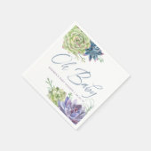 水の色の砂漠サボテン多肉乳児シャワー スタンダードカクテルナプキン (角)