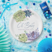 水の色の砂漠サボテン多肉乳児シャワー ペーパープレート (パーティー)