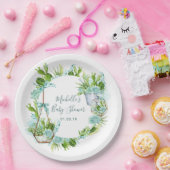 水の色の砂漠サボテン多肉乳児シャワー ペーパープレート (パーティー)