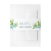 水の色の砂漠サボテン多肉乳児シャワー 招待状ベリーバンド (正面例)
