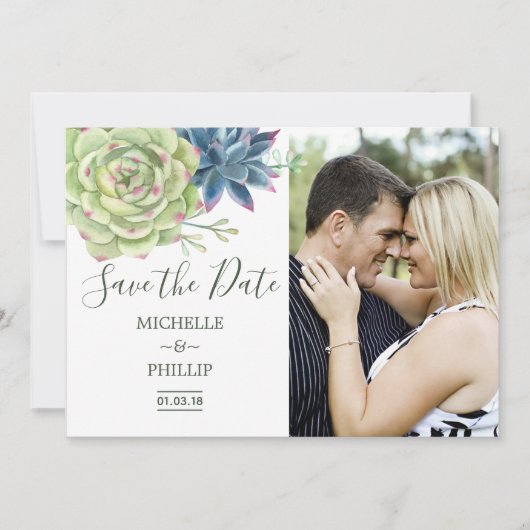 水の色の砂漠サボテン多肉日付を保存 セーブザデート (正面)