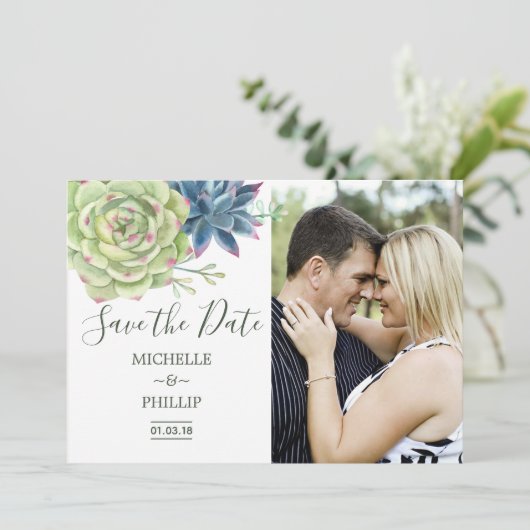 水の色の砂漠サボテン多肉日付を保存 セーブザデート (スタンド正面)