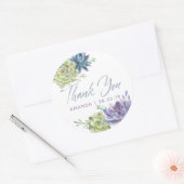 水の色の砂漠サボテン多肉有難う ラウンドシール (封筒)