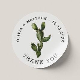 水の色の砂漠サボテン。素朴結婚感謝 ラウンドシール