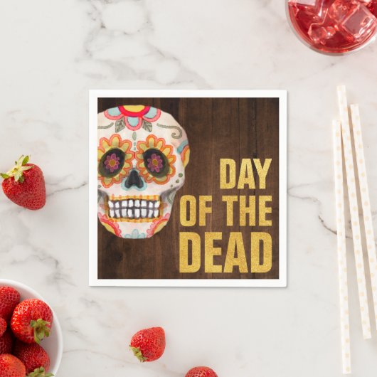 水の色の砂糖スカルの日の死んだハロウィーン スタンダードカクテルナプキン (インサイチュ)