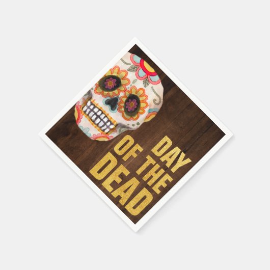 水の色の砂糖スカルの日の死んだハロウィーン スタンダードカクテルナプキン (角)