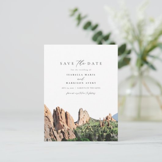 水の色の神々の庭の日付を保存 ポストカード (スタンド正面)