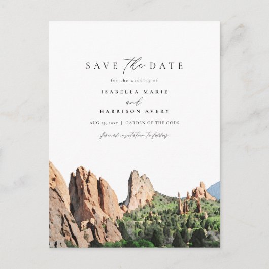 水の色の神々の庭の日付を保存 ポストカード (正面)