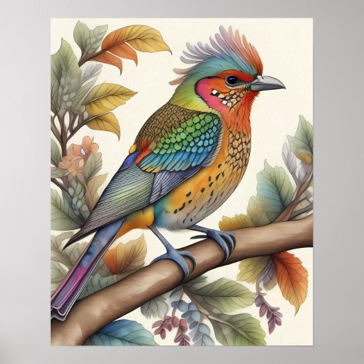 水の色の神秘的な鳥の枝4:5ポスター ポスター (正面)