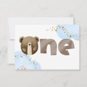 水の色の私たちの小さなクマは1つのベビーの誕生日 サンキューカード (裏面)